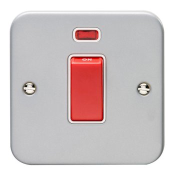 Eurolite Utility Metal Clad 1 Gang 45A Double Pole Switch with Neon