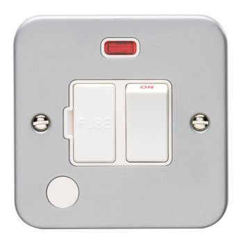 Eurolite Utility Metal Clad 13A Switched Fused Spur with Flex Outlet and Neon