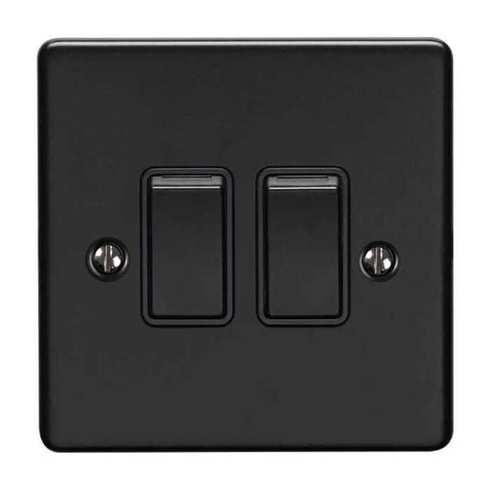 2 GANG 10AMP 2WAY SWITCH MATT BLACK ENHANCE RANGE BLACK TRIM
