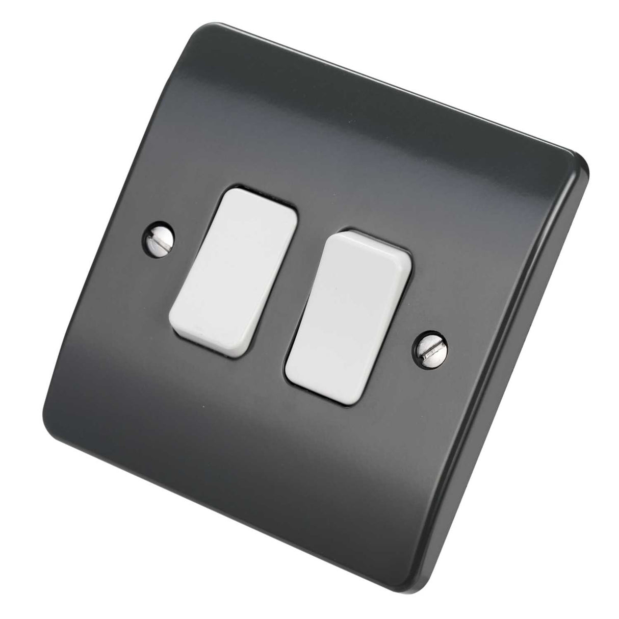 MK Logic Plus 10A 2 Gang 2 Way Light Switch Graphite
